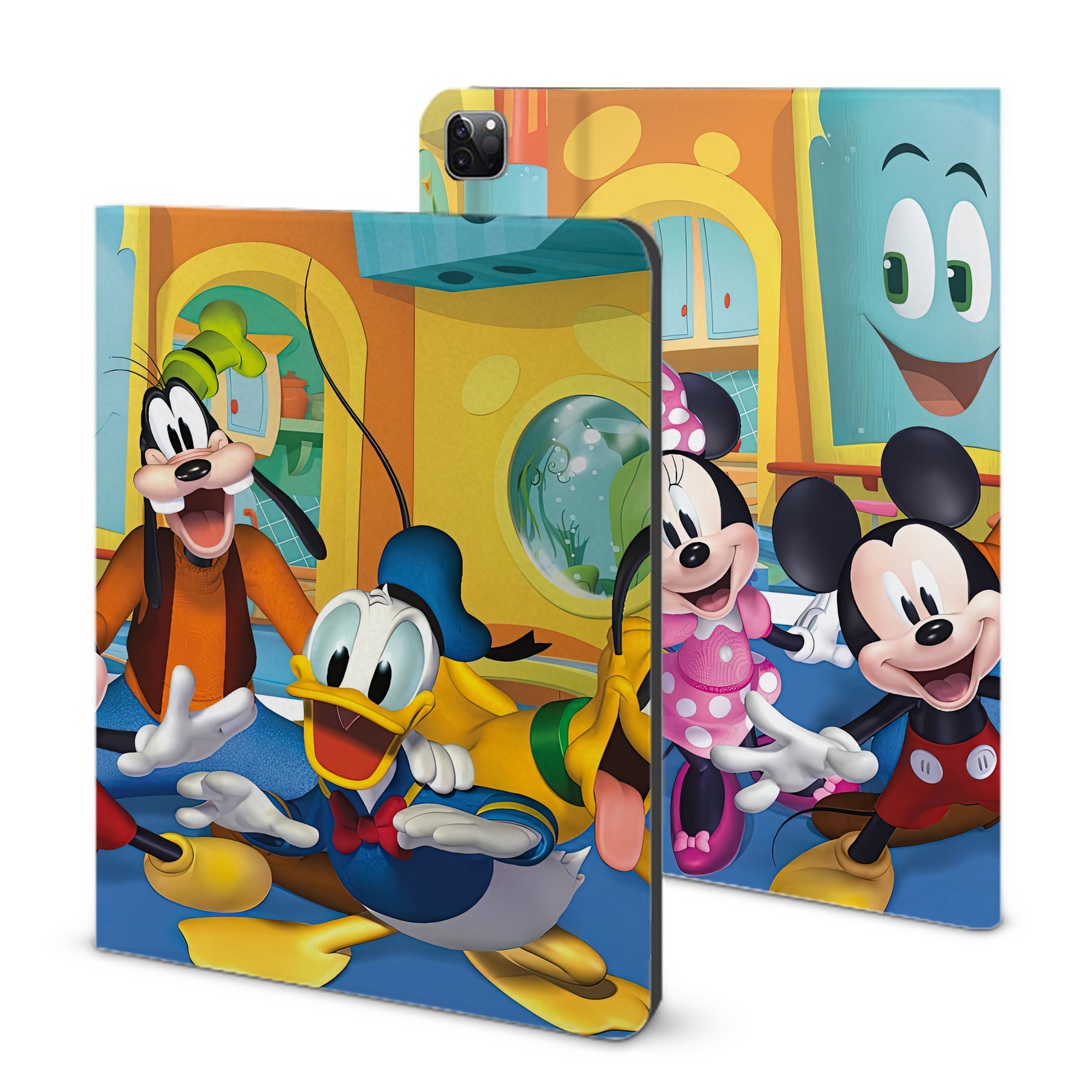（画像用） ミッキーマウス Mickey Mouse IPad ケース ブック型 PUレザー TPU 耐衝撃 軽量 薄型 ペン収納なし 全面保護 IPad 各モデル対応